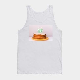 Sweet Sixteenth Birthday Polka Dot Candles on Birthday Cake Tank Top